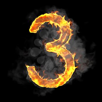 Royalty Free Clipart Image of a Burning Number Three