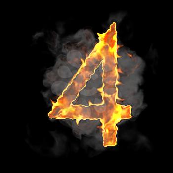 Royalty Free Clipart Image of a Burning Number Four