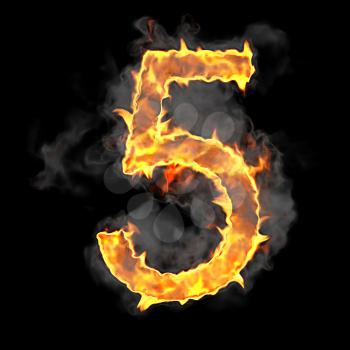 Royalty Free Clipart Image of a Burning Number Five
