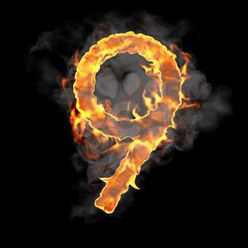 Royalty Free Clipart Image of a Burning Number Nine