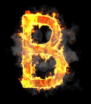 Royalty Free Clipart Image of a Burning Letter B