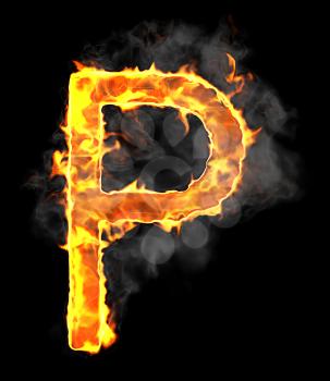 Royalty Free Clipart Image of a Burning Letter P