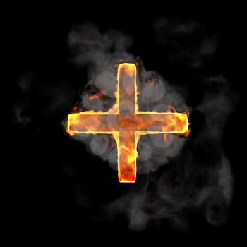 Royalty Free Clipart Image of a Burning Plus Symbol