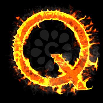 Royalty Free Clipart Image of a Burning Letter Q