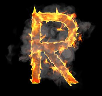 Royalty Free Clipart Image of a Burning Letter R