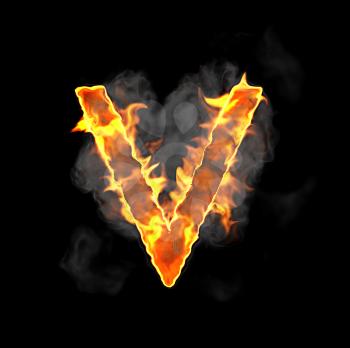 Royalty Free Clipart Image of a Burning Letter V