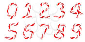 Royalty Free Clipart Image of Candy Cane Numbers