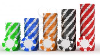 Royalty Free Clipart Image of Stacks of Casino Chips