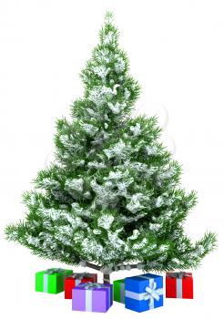 Royalty Free Clipart Image of a Christmas Tree and Presents