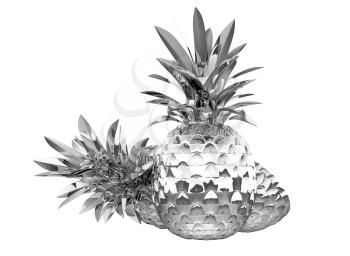 Royalty Free Clipart Image of Chromed Pineapples