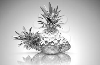 Royalty Free Clipart Image of Chromed Pineapples 