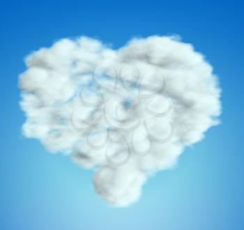 Royalty Free Clipart Image of a Heart Shaped Cloud