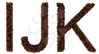 Royalty Free Clipart Image of Roasted Coffee Font I, J and K