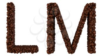 Royalty Free Clipart Image of Roasted Coffee Font L and M