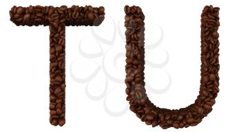 Royalty Free Clipart Image of Roasted Coffee Font T and U