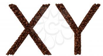 Royalty Free Clipart Image of Roasted Coffee Font X and Y