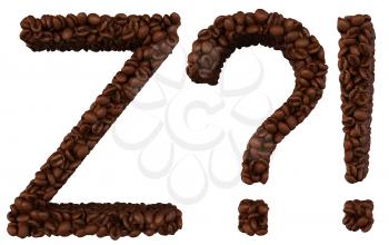 Royalty Free Clipart Image of Roasted Coffee Font Z and Symbols