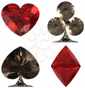 Royalty Free Clipart Image of Diamond Encrusted Card Suits