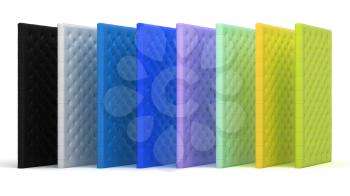 Royalty Free Clipart Image of a Collection of Colorful Mattresses