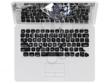 Royalty Free Clipart Image of a Broken Laptop