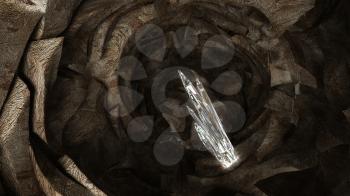 Royalty Free Clipart Image of Crystals in a Cave