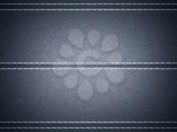 Royalty Free Clipart Image of a Dark Blue Stitched Leather Background