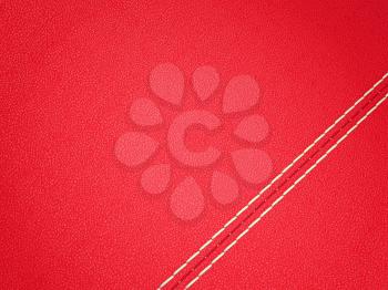 Royalty Free Clipart Image of a Red Diagonal Stitched Leather Background