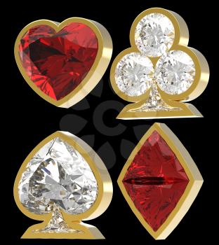 Royalty Free Clipart Image of Diamond Shape Card Suits