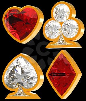 Royalty Free Clipart Image of Diamond Shape Card Suits