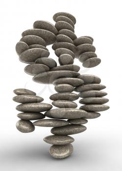 Royalty Free Clipart Image of Stones Forming a Dollar Sign