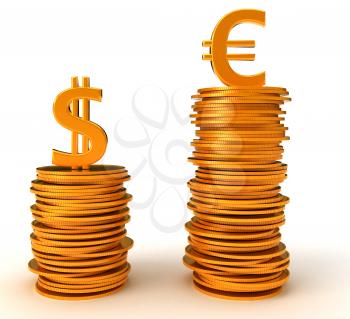 Royalty Free Clipart Image of Advantage of Euro Dollar Over US Currency