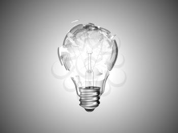 Royalty Free Clipart Image of a Smashed Light Bulb
