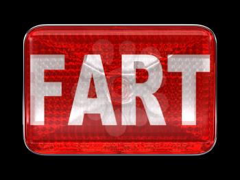 Royalty Free Clipart Image of a Red Button Reading Fart