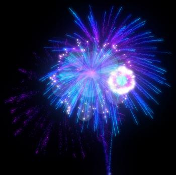 Royalty Free Clipart Image of Blue and Purple Fireworks