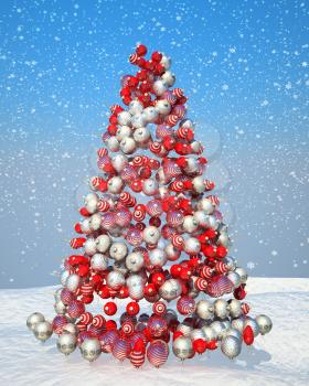 Royalty Free Clipart Image of a Tree Made of Decorations