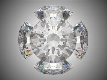 Royalty Free Clipart Image of Five Brilliant Cut Diamonds