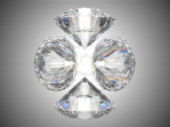 Royalty Free Clipart Image of Four Brilliant Cut Diamonds