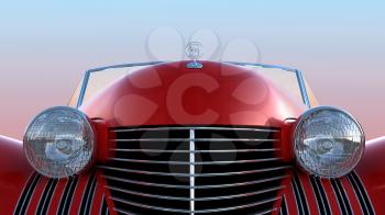 Royalty Free Clipart Image of Headlights on a Retro Car