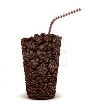 Royalty Free Clipart Image of a Glass Made of Coffee Beans