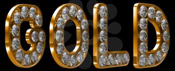 Royalty Free Clipart Image of Gold Incrusted With Diamonds 