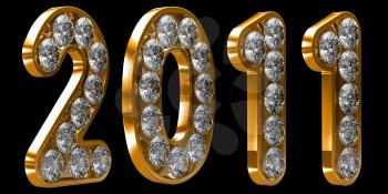 Royalty Free Clipart Image of 2011 Golden Incrusted With Diamonds