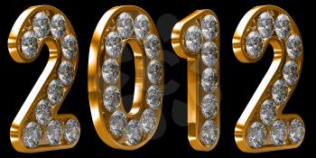 Royalty Free Clipart Image of 2012 Golden Incrusted With Diamonds
