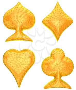Royalty Free Clipart Image of Golden Card Suits