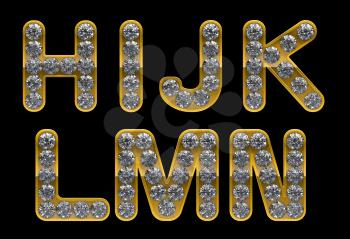 Royalty Free Clipart Image of Gold Letters Incrusted With Diamonds