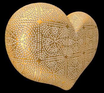 Royalty Free Clipart Image of a Gold Heart Covered in Diamonds