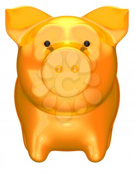 Royalty Free Clipart Image of a Gold Piggy Bank