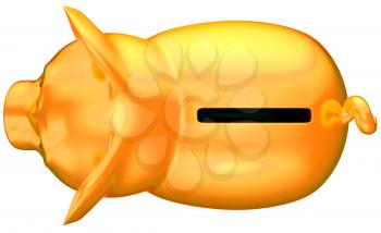 Royalty Free Clipart Image of a Gold Piggy Bank