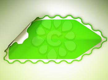 Royalty Free Clipart Image of a Bent Green Sticker