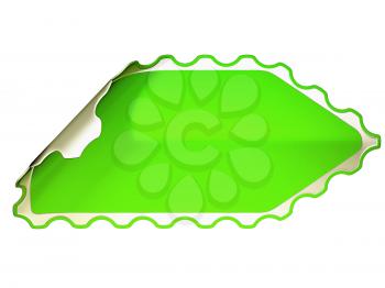 Royalty Free Clipart Image of a Bent Green Sticker