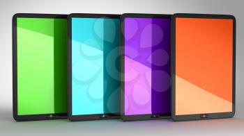 Royalty Free Clipart Image of Four Tablets